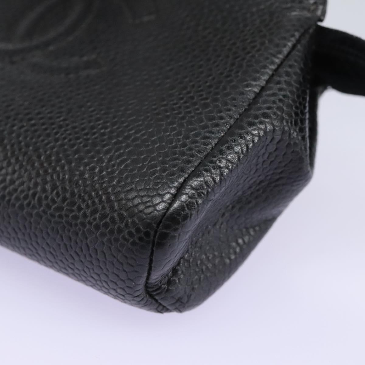 CHANEL Pouch Caviar Skin Black CC 114196
