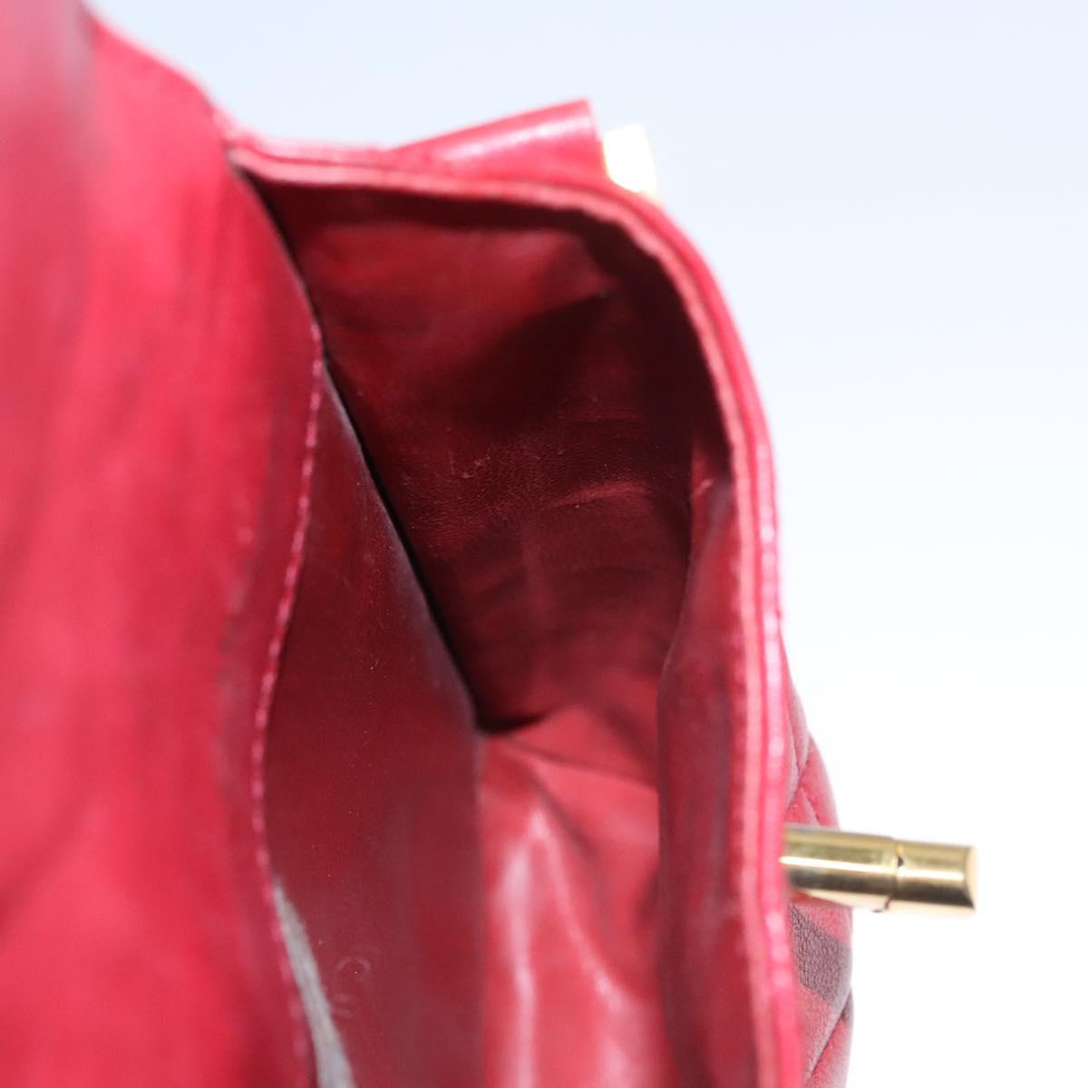 CHANEL Matelasse Pouch Lamb Skin Red Gold CC 115604