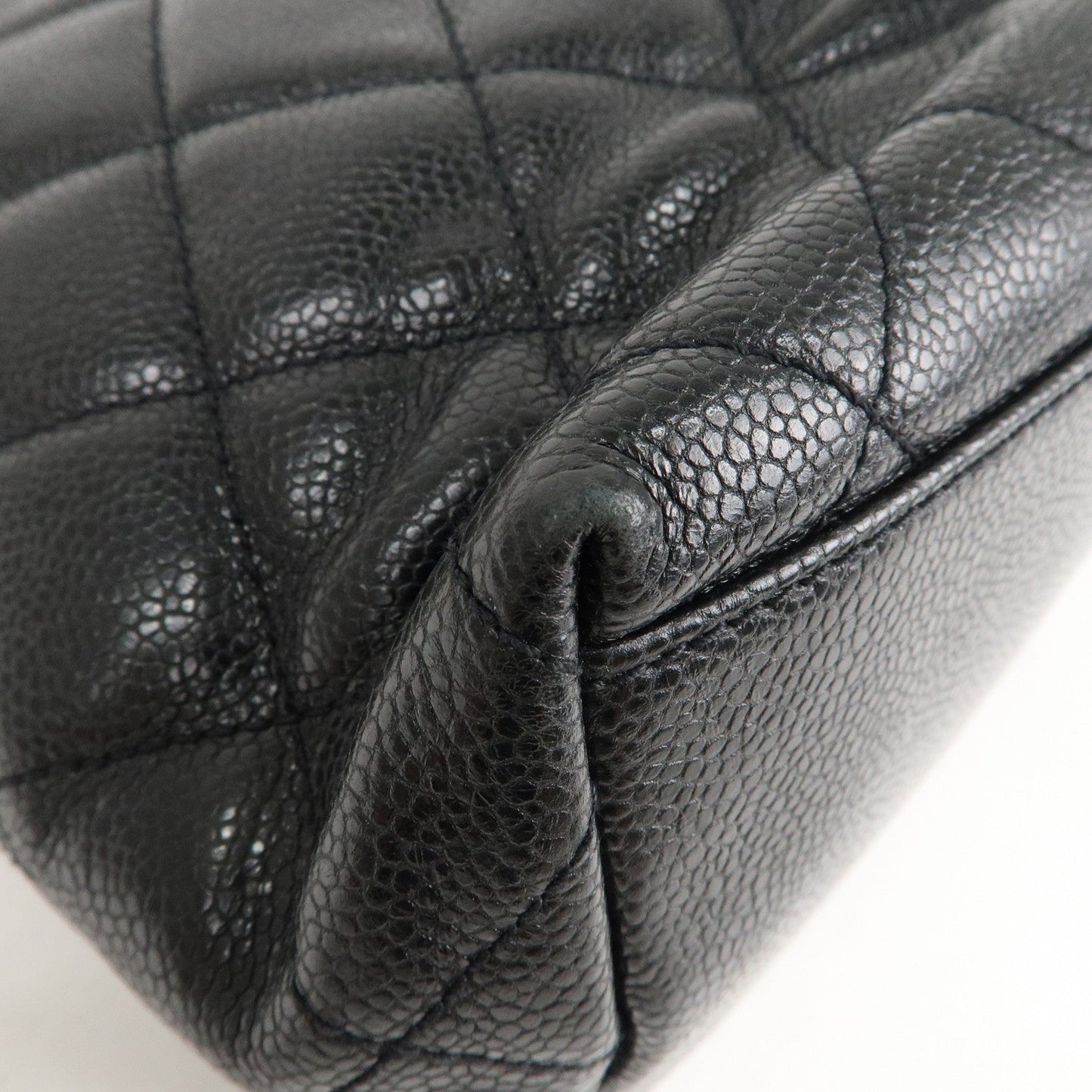 CHANEL Matelasse Caviar Skin Chain Tote Bag Shoulder Bag Black