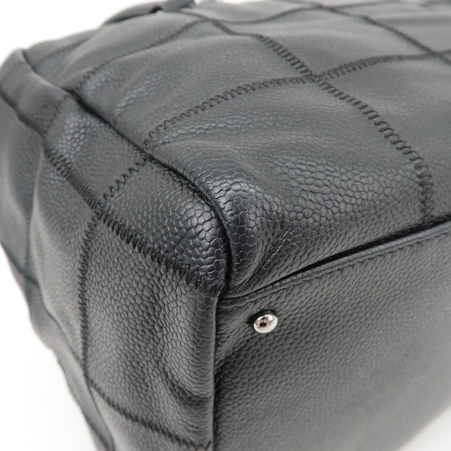 CHANEL Chocobar Caviar Skin Boston Bag Shoulder Bag Black