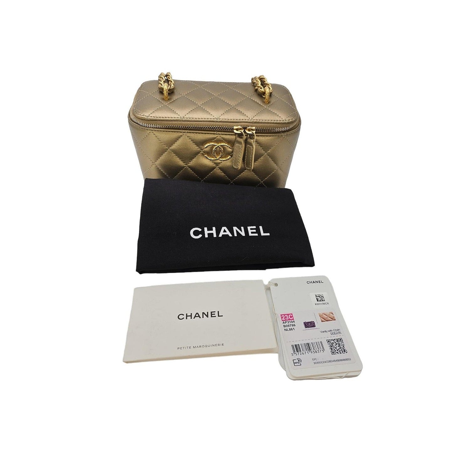 Chanel Metallic Quilted Lambskin Small Dynasty Vanity Case