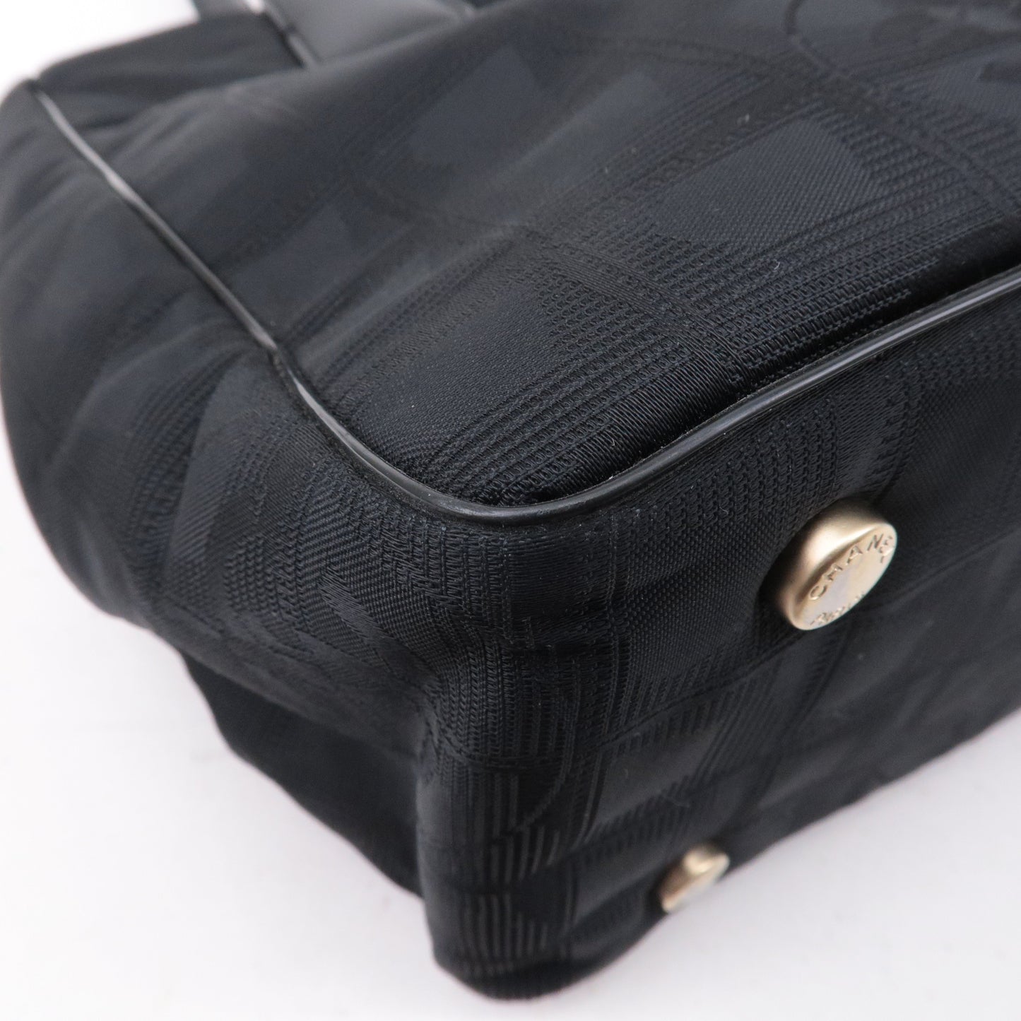 CHANEL New Travel Line Nylon Jacquard PM Tote Bag Black A20457