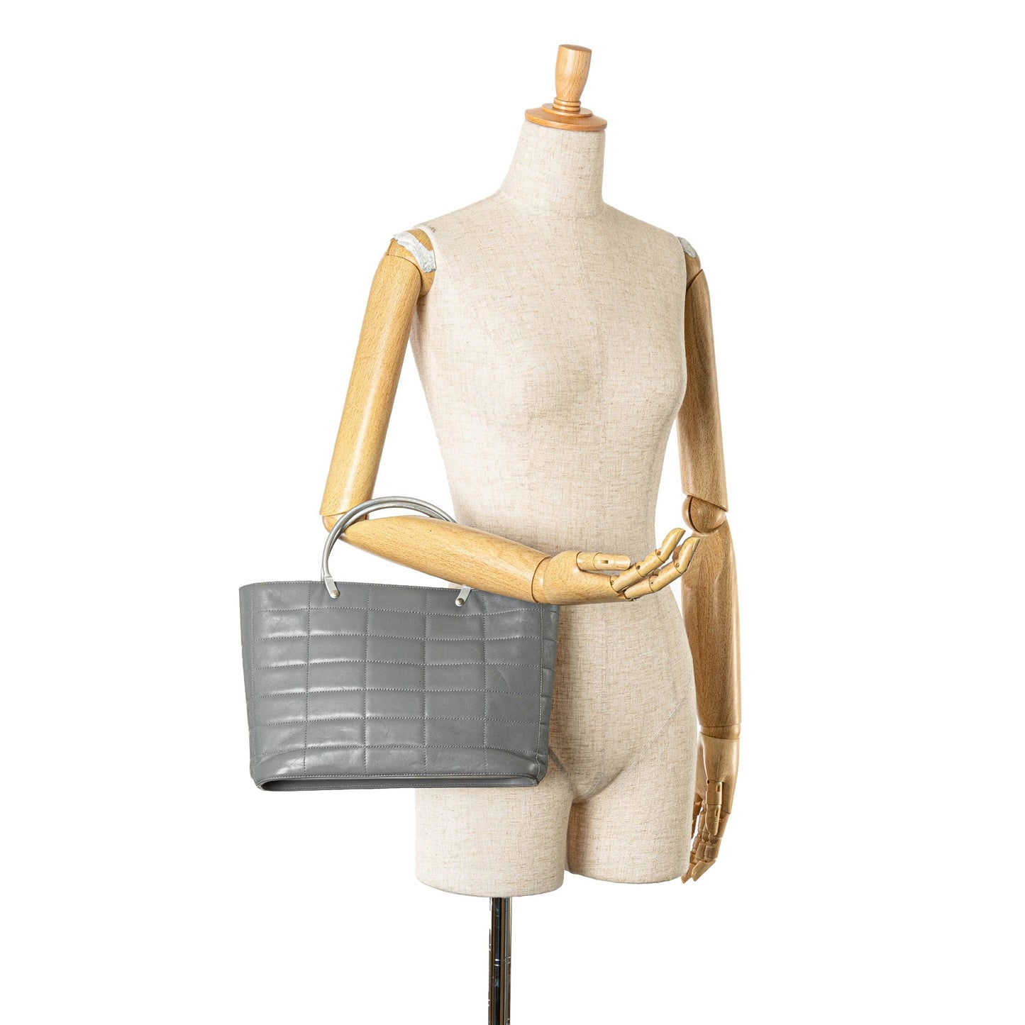 Gray Chanel Chocolate Bar Lambskin Tote