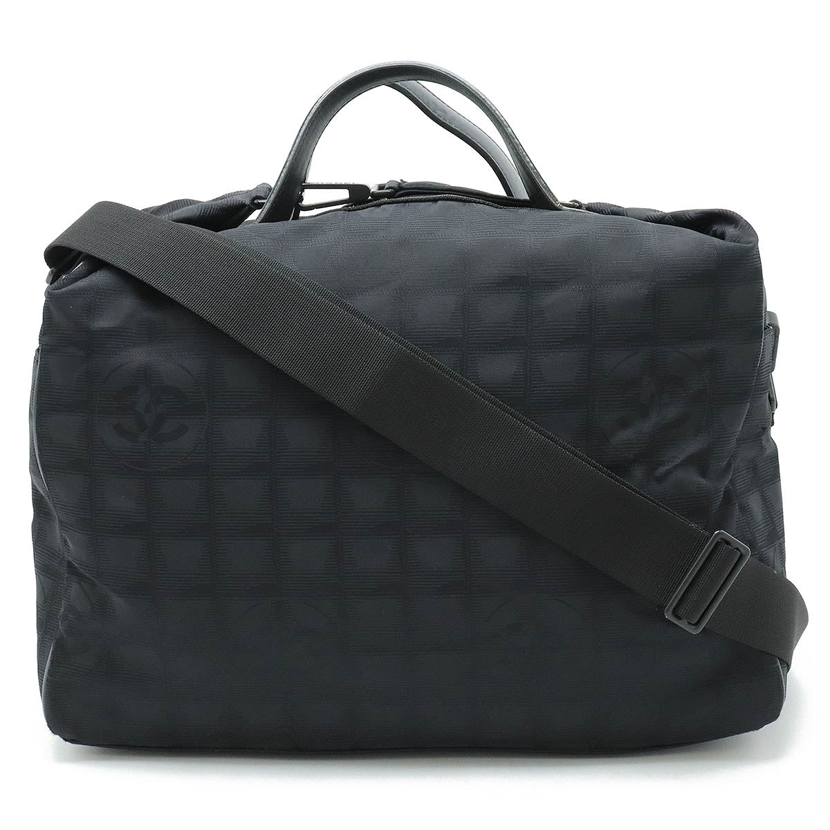 Chanel Nylon Jacquard Leather Boston Bag A15969