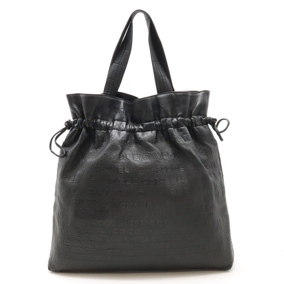 Chanel Leather Embossed Logo Tote Bag A46123 in New Condition