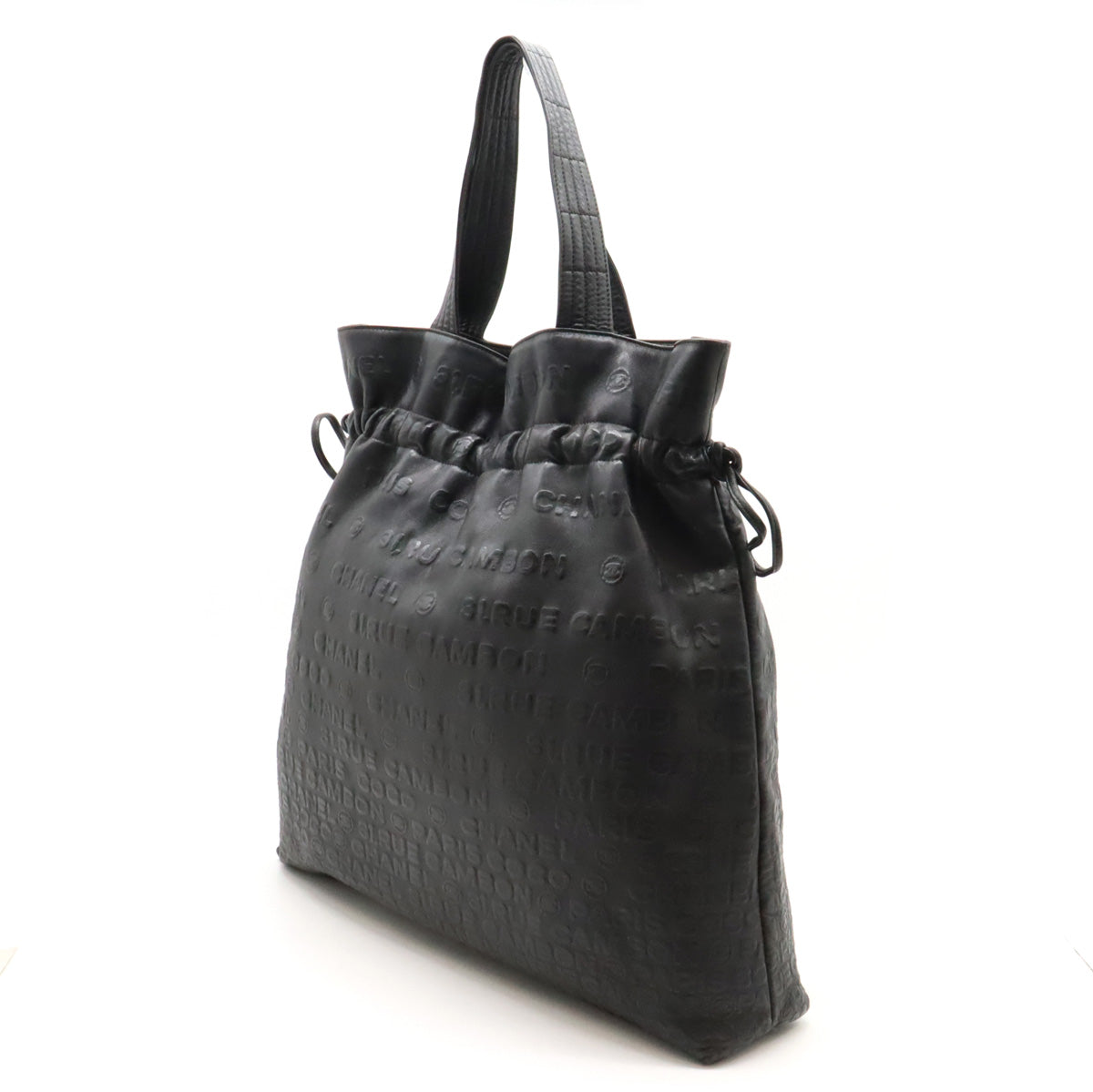 Chanel Leather Embossed Logo Tote Bag A46123 in New Condition