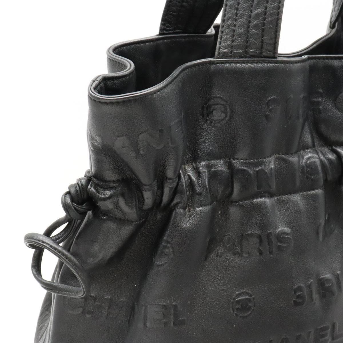 Chanel Leather Embossed Logo Tote Bag A46123 in New Condition