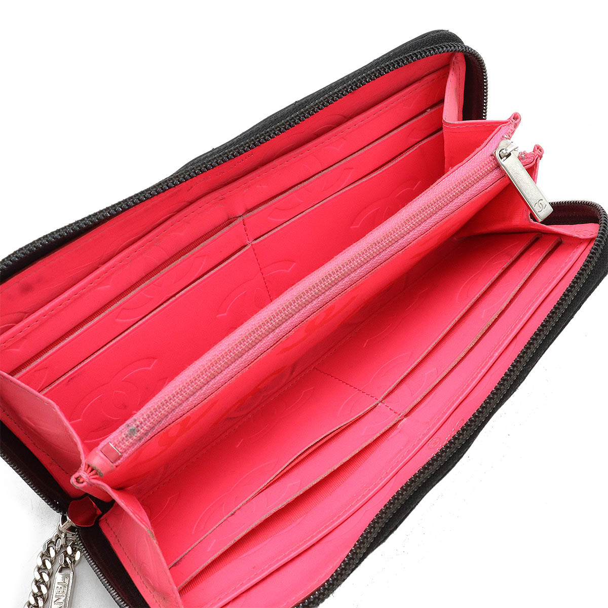 Chanel Cambon Line Coco Mark Long Wallet Black Pink