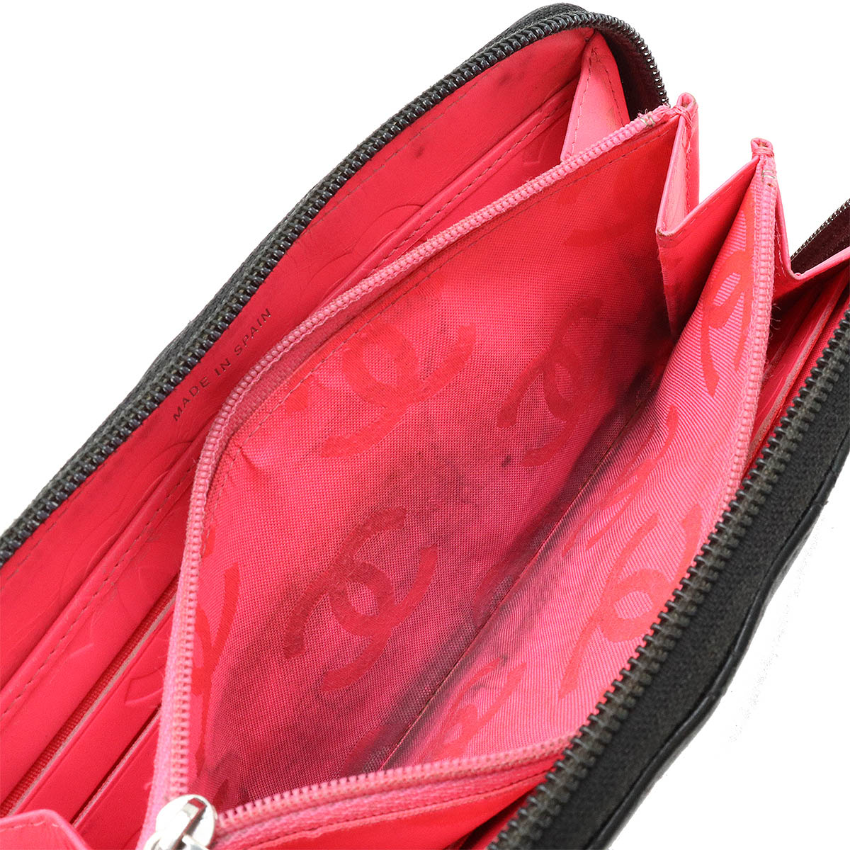 Chanel Cambon Line Coco Mark Long Wallet Black Pink