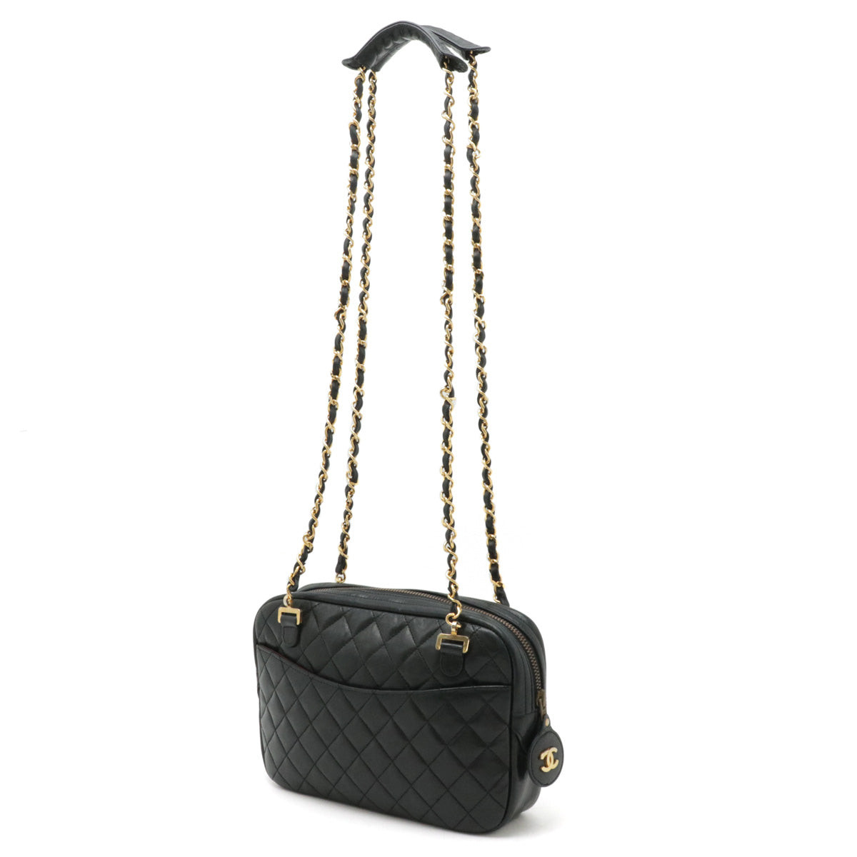 Chanel Leather Matelasse Chain Shoulder Bag Black in New Condition