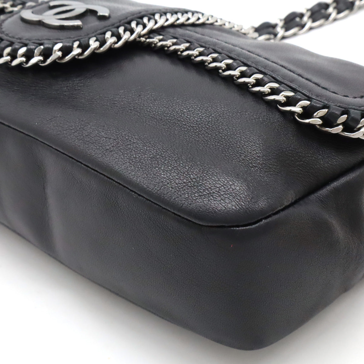 Chanel Leather Coco Mark W Chain Shoulder Bag