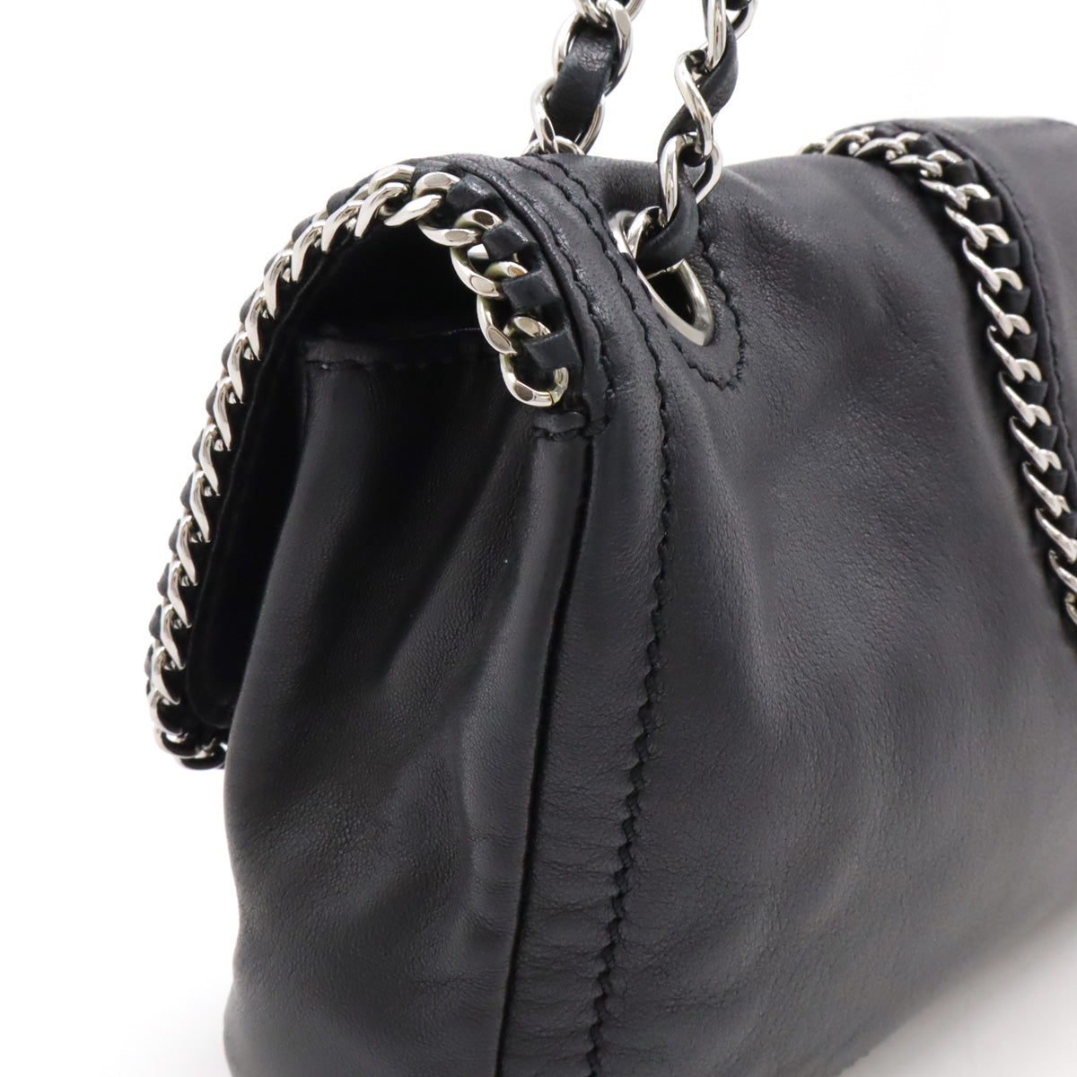 Chanel Leather Coco Mark W Chain Shoulder Bag