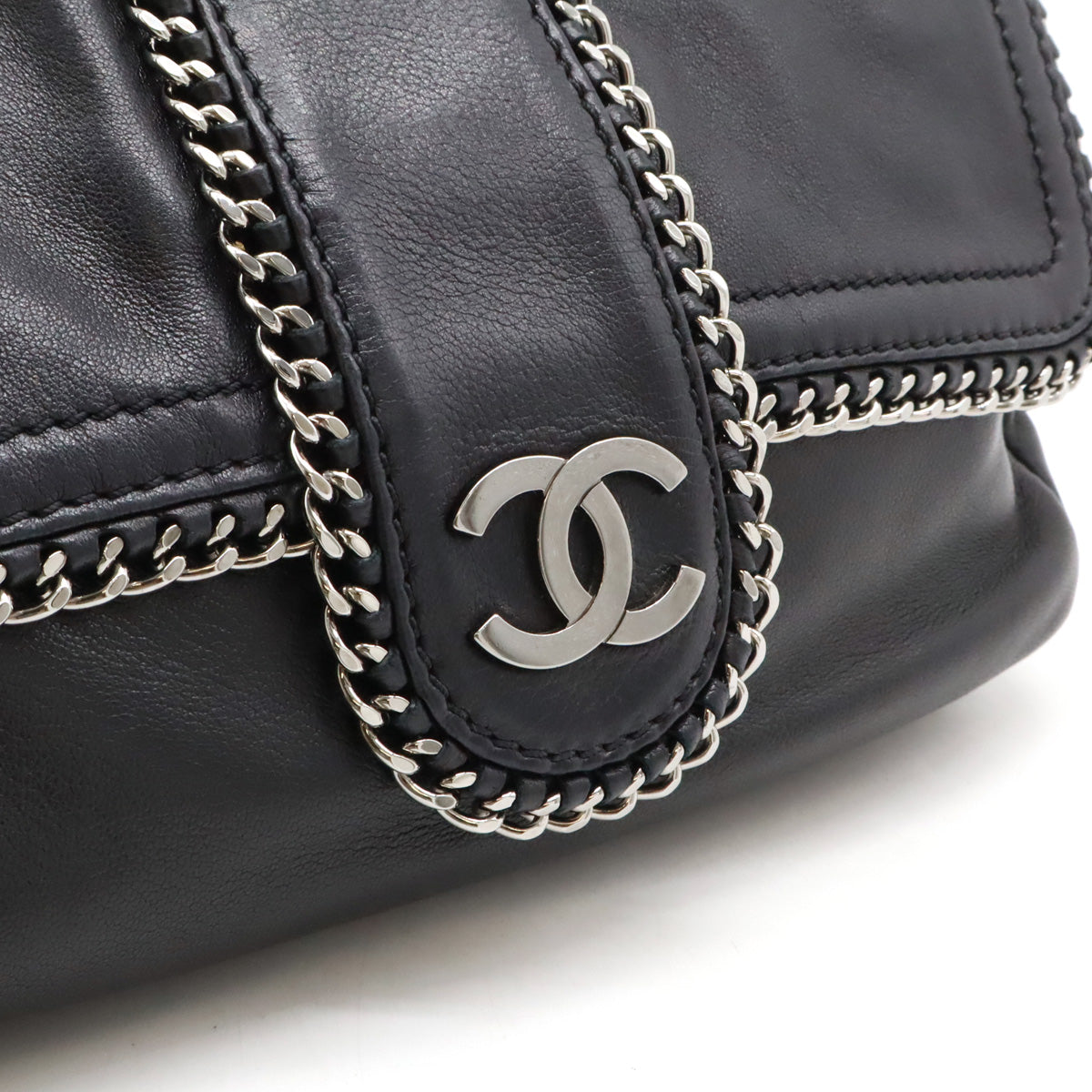 Chanel Leather Coco Mark W Chain Shoulder Bag