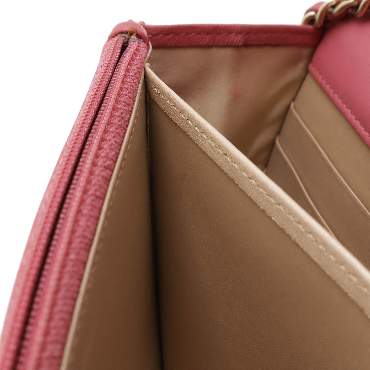 Chanel Camellia Chain Wallet Shoulder Bag Lambskin Leather Pink
