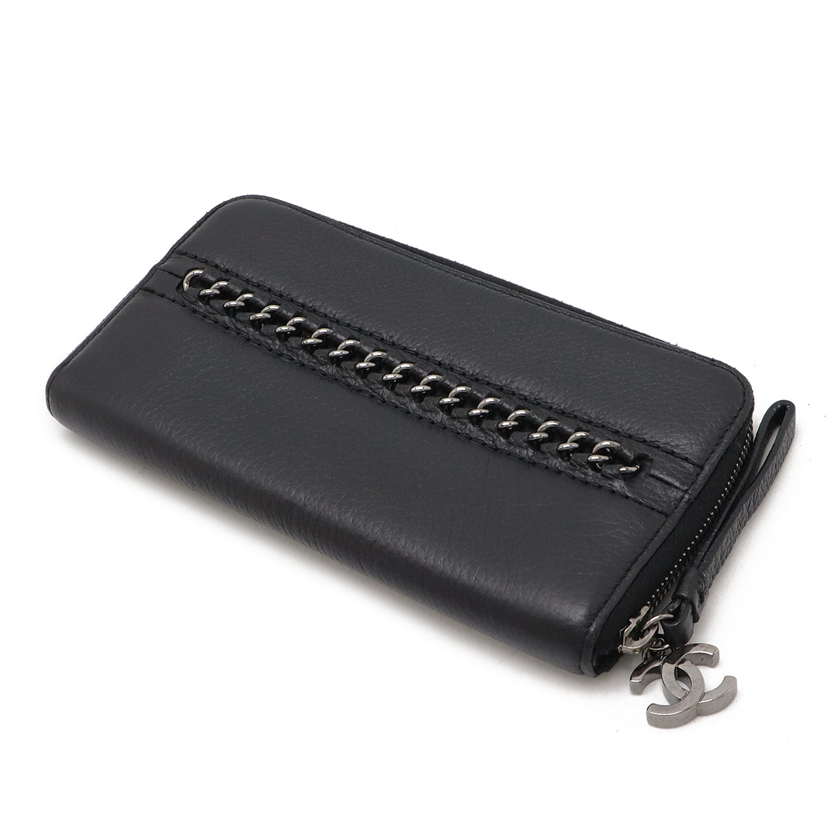 Chanel Leather Luxury Line Coco Mark Zip-Around Long Wallet
