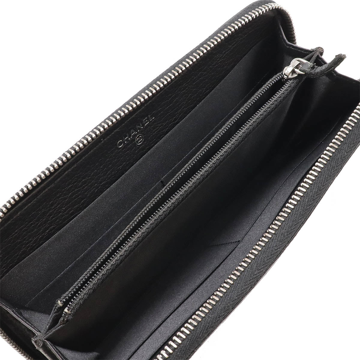 Chanel Leather Luxury Line Coco Mark Zip-Around Long Wallet
