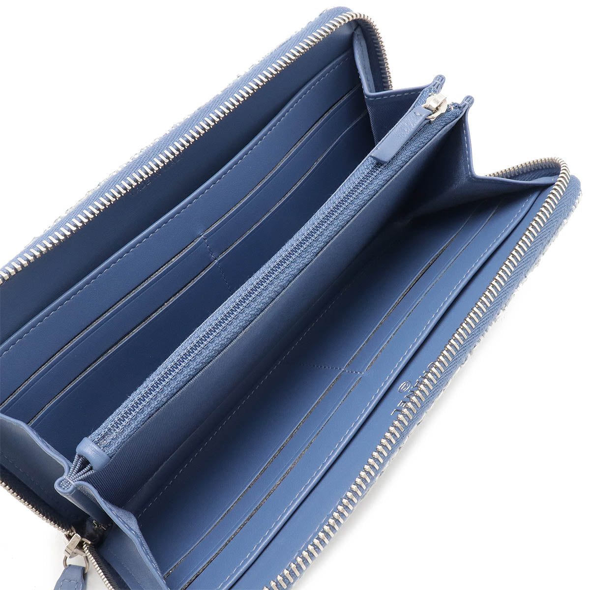 Chanel Tweed Canvas Leather Wallet Blue