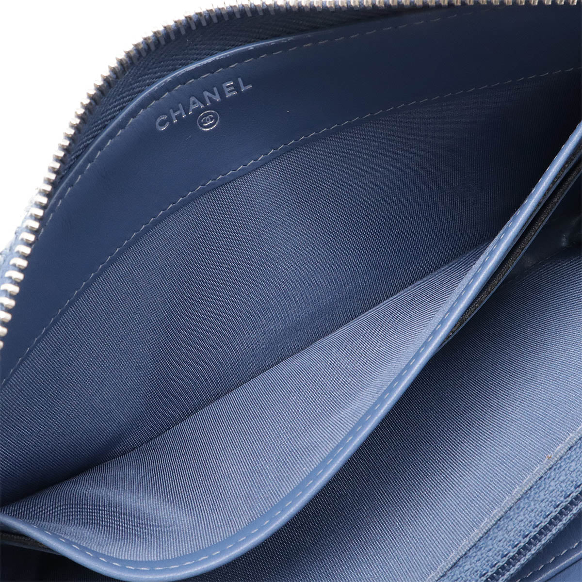 Chanel Tweed Canvas Leather Wallet Blue