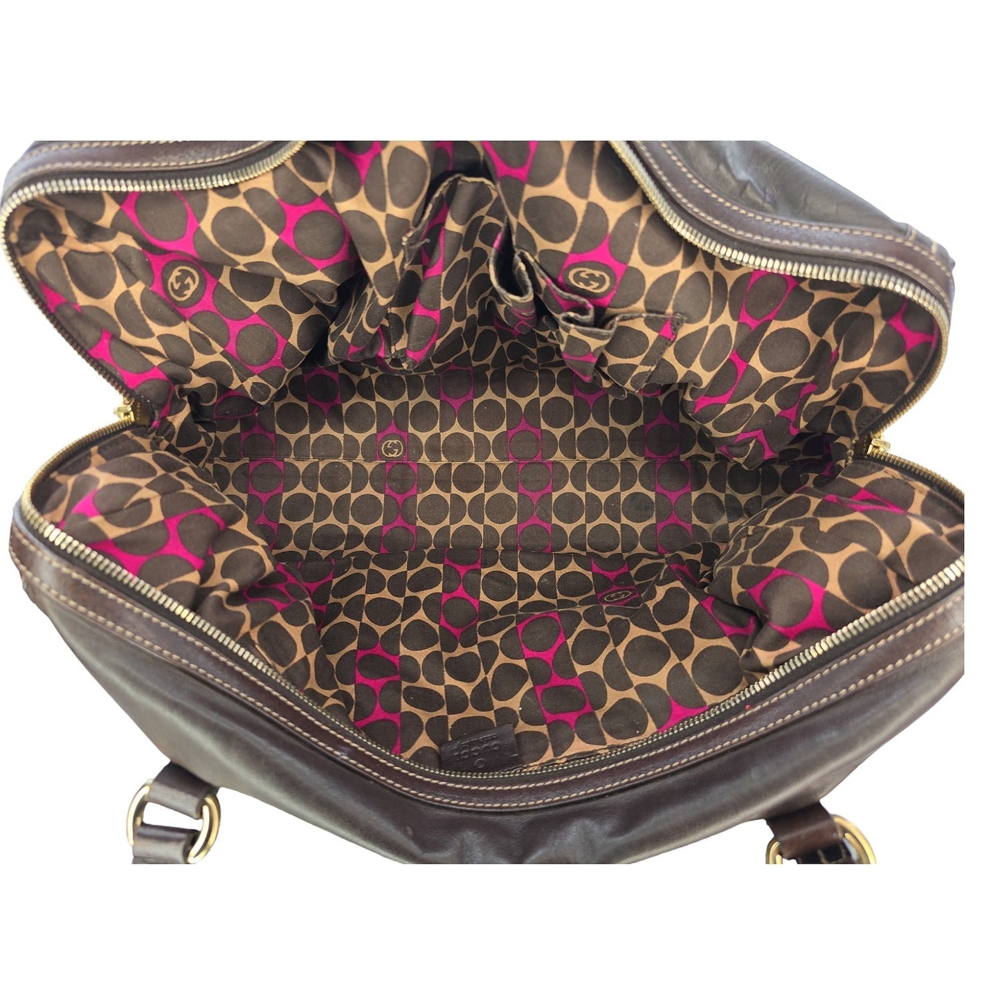 Gucci Brown Nappa Duchessa Large Boston Bag