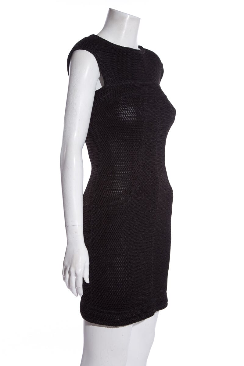 Chanel Black Mesh Perforated Dress SZ 36