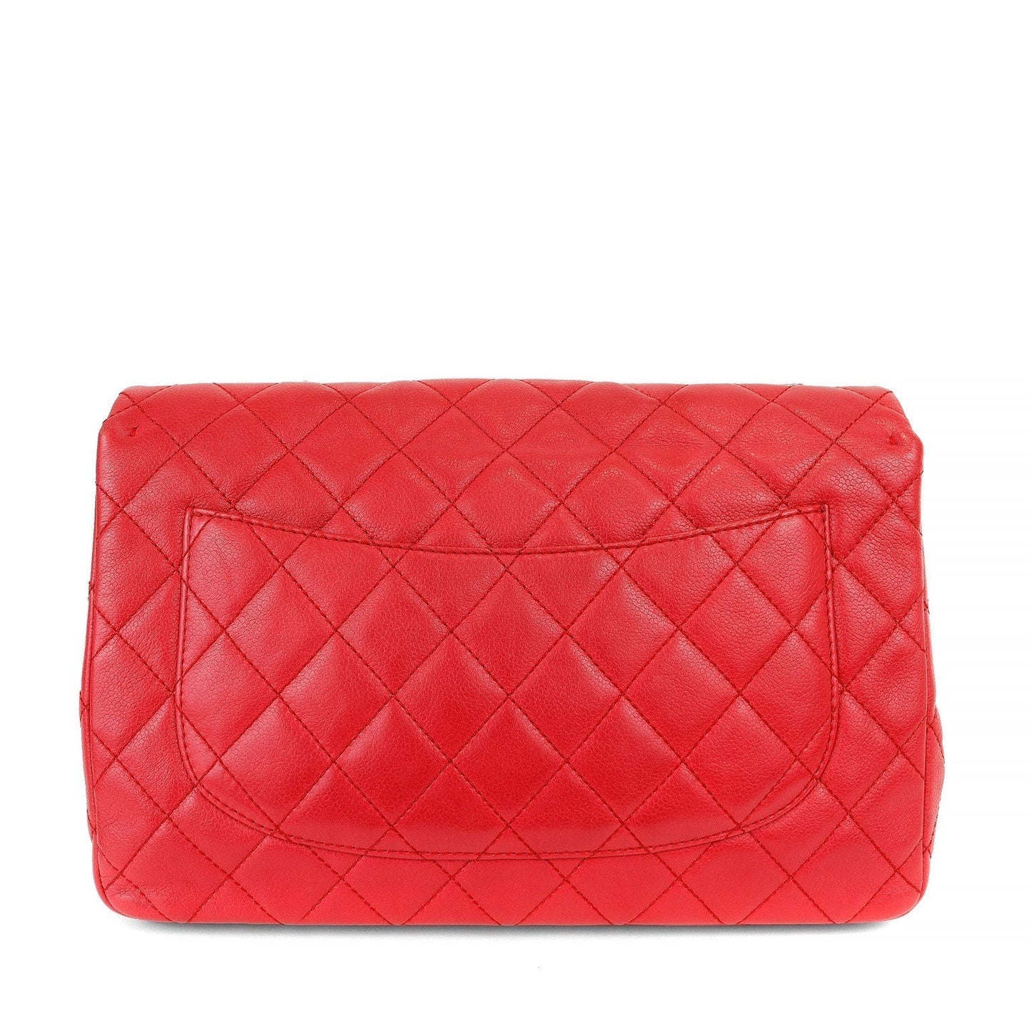 Chanel Red Lipstick Calf Single Flap Jumbo w/ Silver Hardware