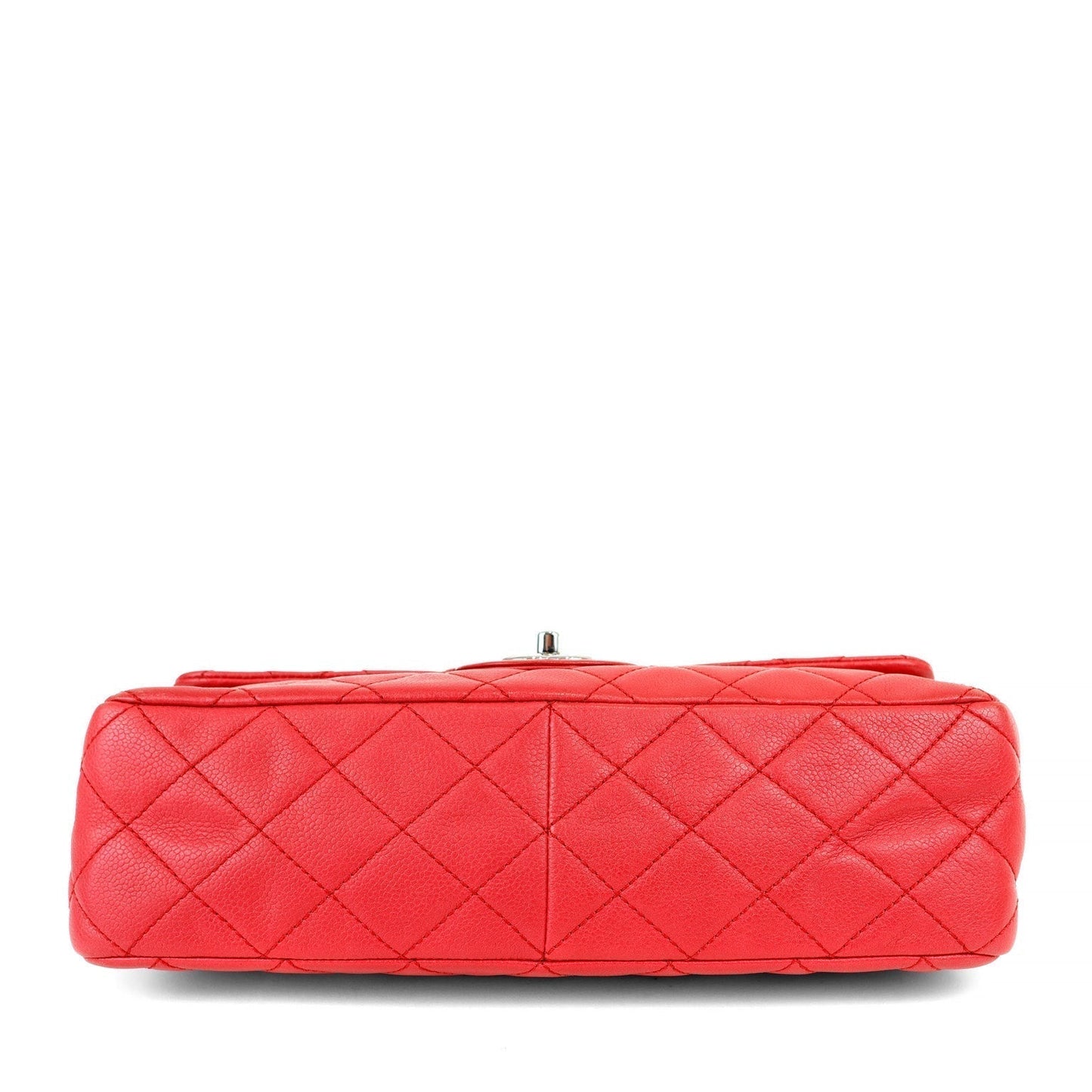 Chanel Red Lipstick Calf Single Flap Jumbo w/ Silver Hardware