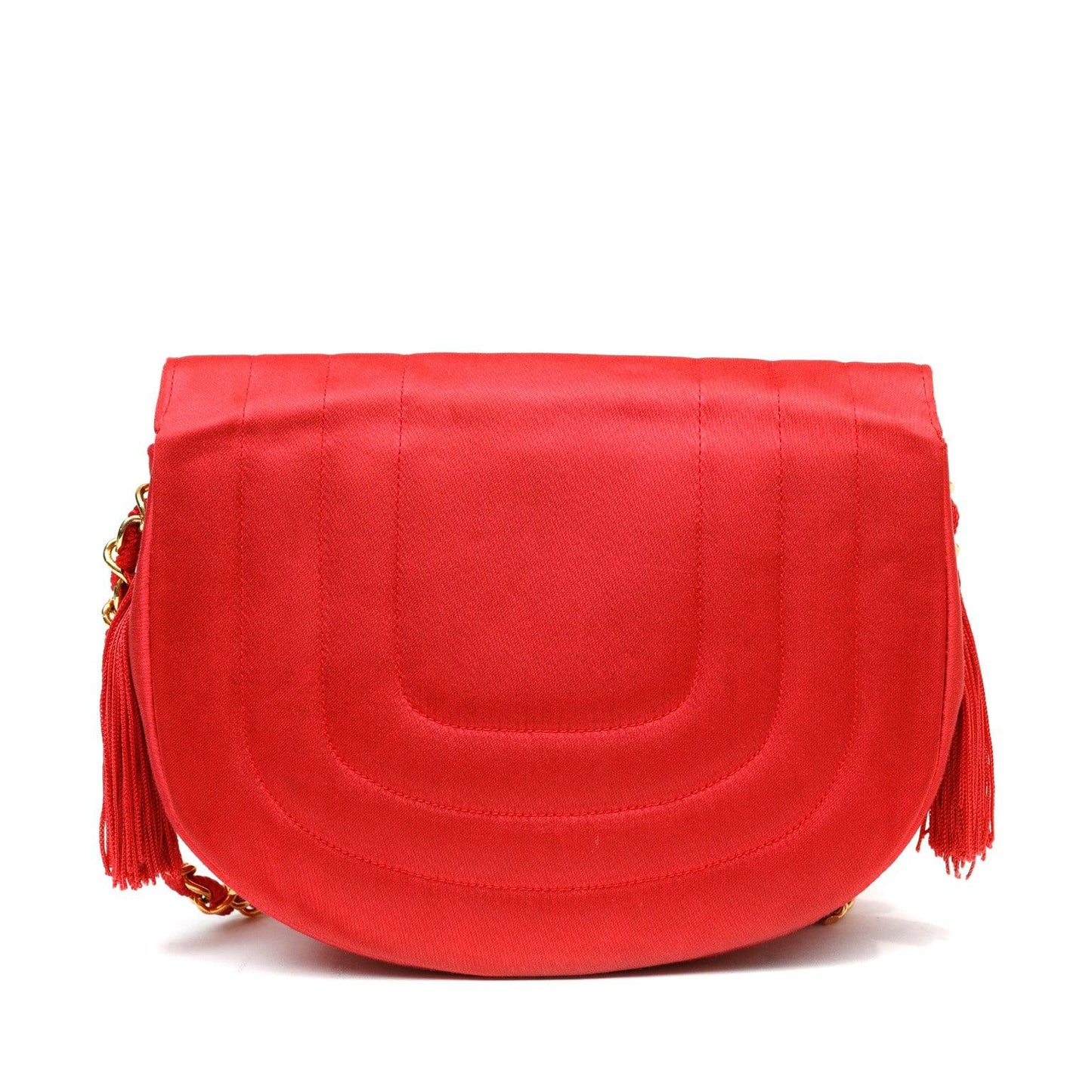Chanel Red Satin Vintage Evening Crossbody Bag