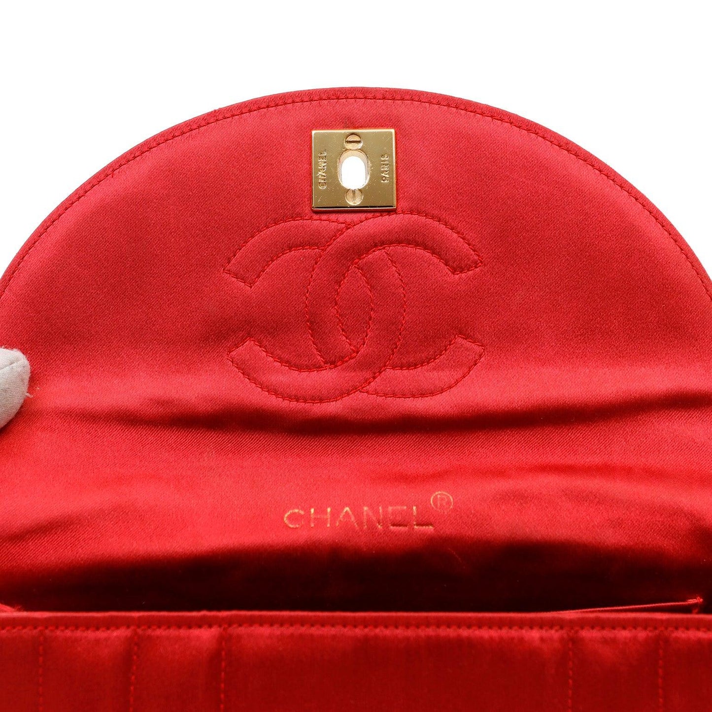 Chanel Red Satin Vintage Evening Crossbody Bag