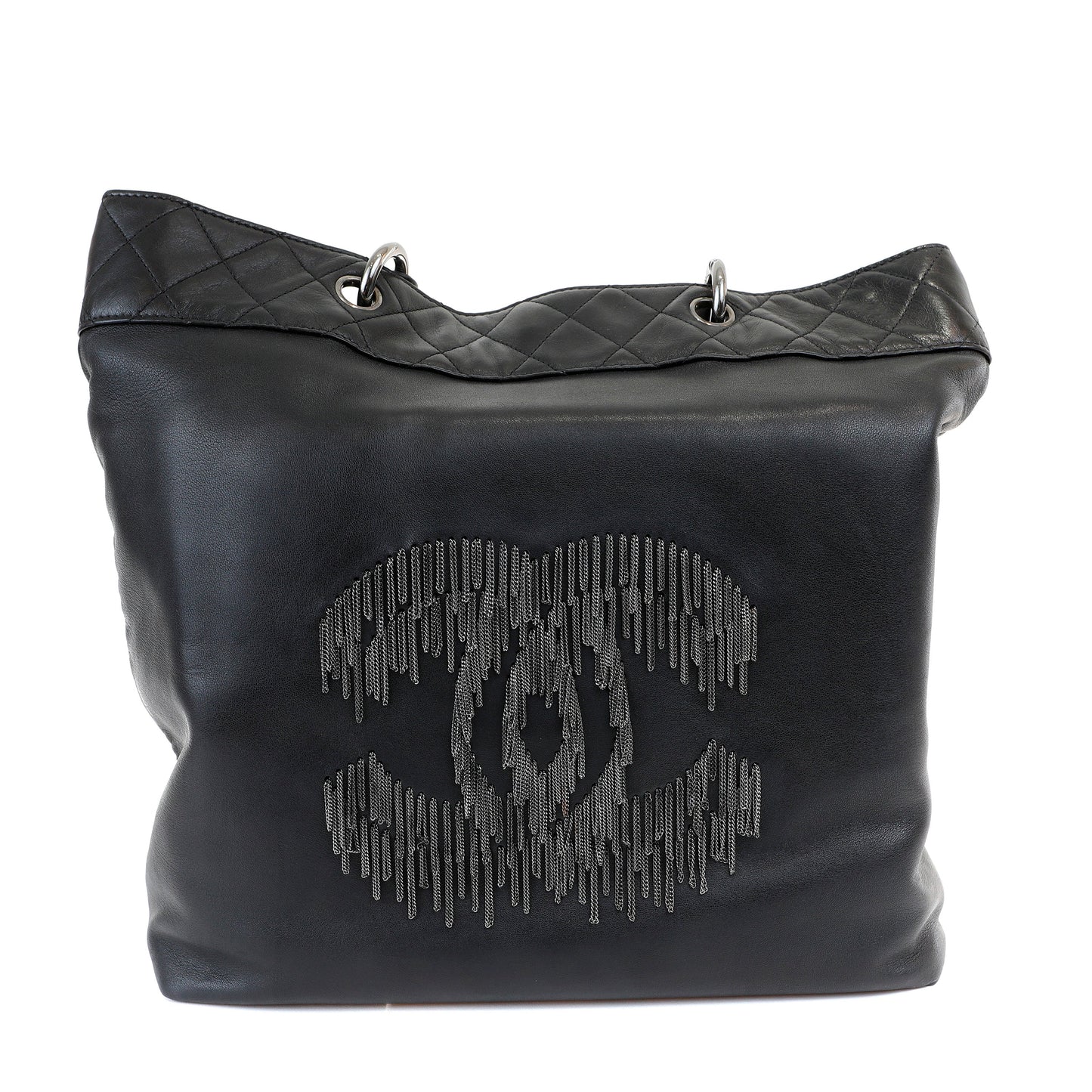 Chanel Black Lambskin Grand Cabernet Tote with Dripping Chains