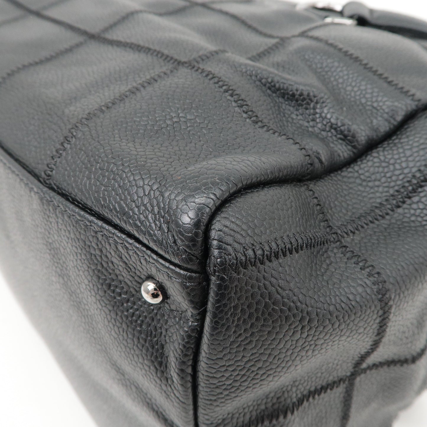 CHANEL Chocobar Caviar Skin Boston Bag Shoulder Bag Black