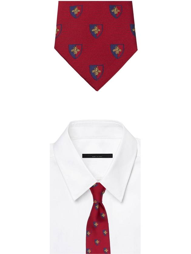 Gucci Bee Logo Silk Tie Red Navy