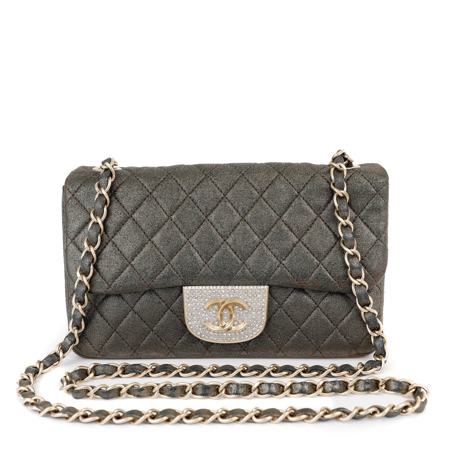 Chanel Metallic Black and Gold Crystal Flap Bag