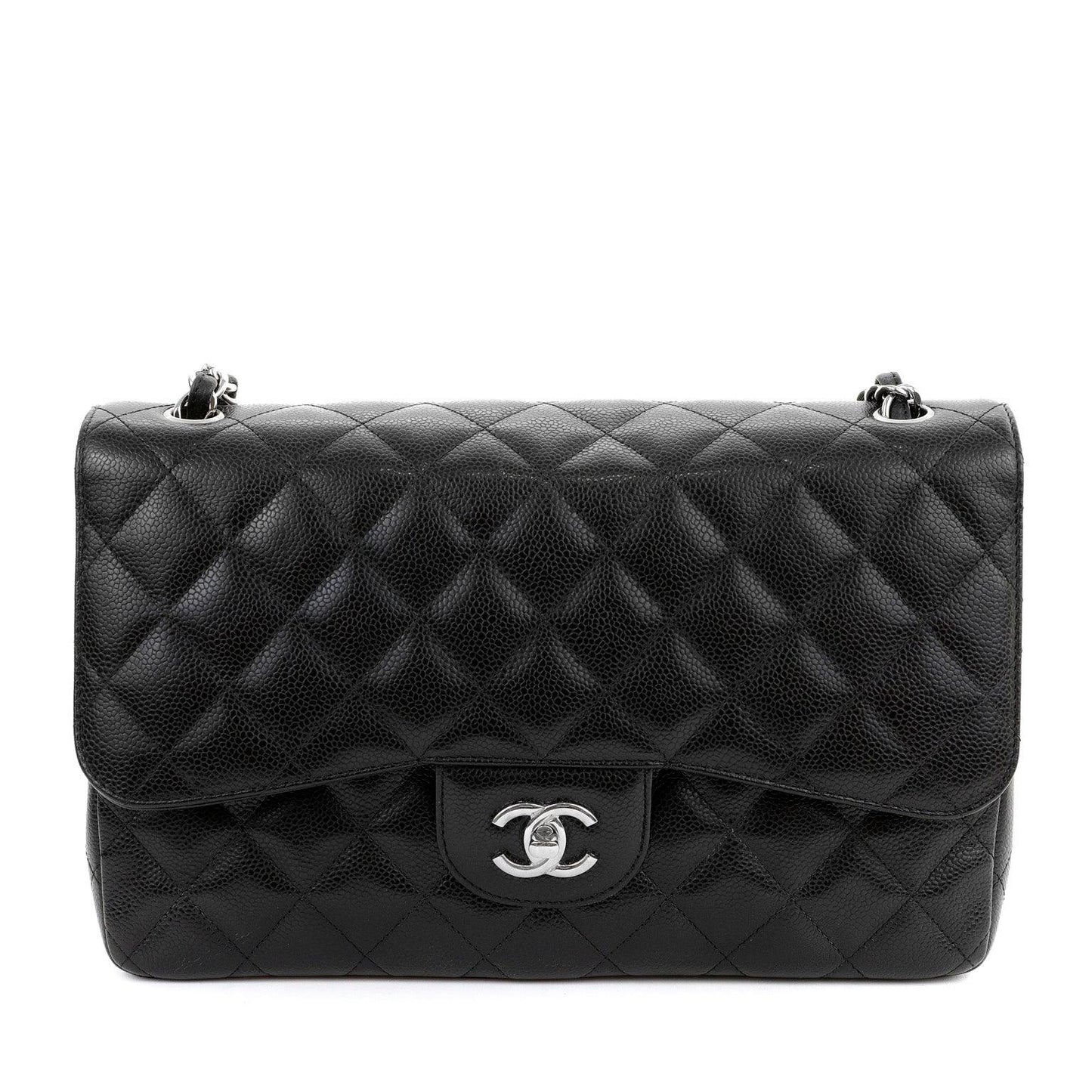 Chanel Black Caviar Jumbo Classic Flap w/ Silver Hardware