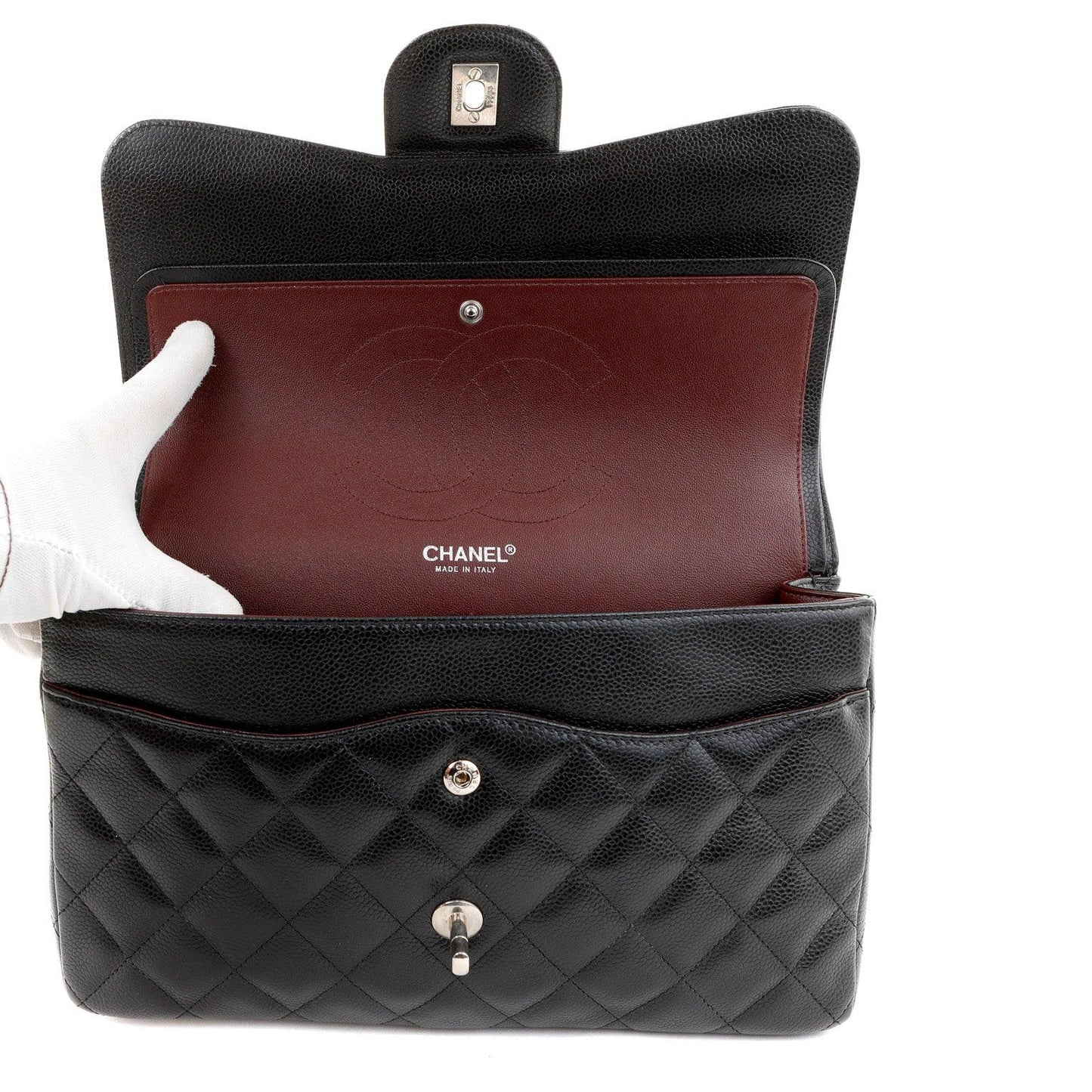 Chanel Black Caviar Jumbo Classic Flap w/ Silver Hardware