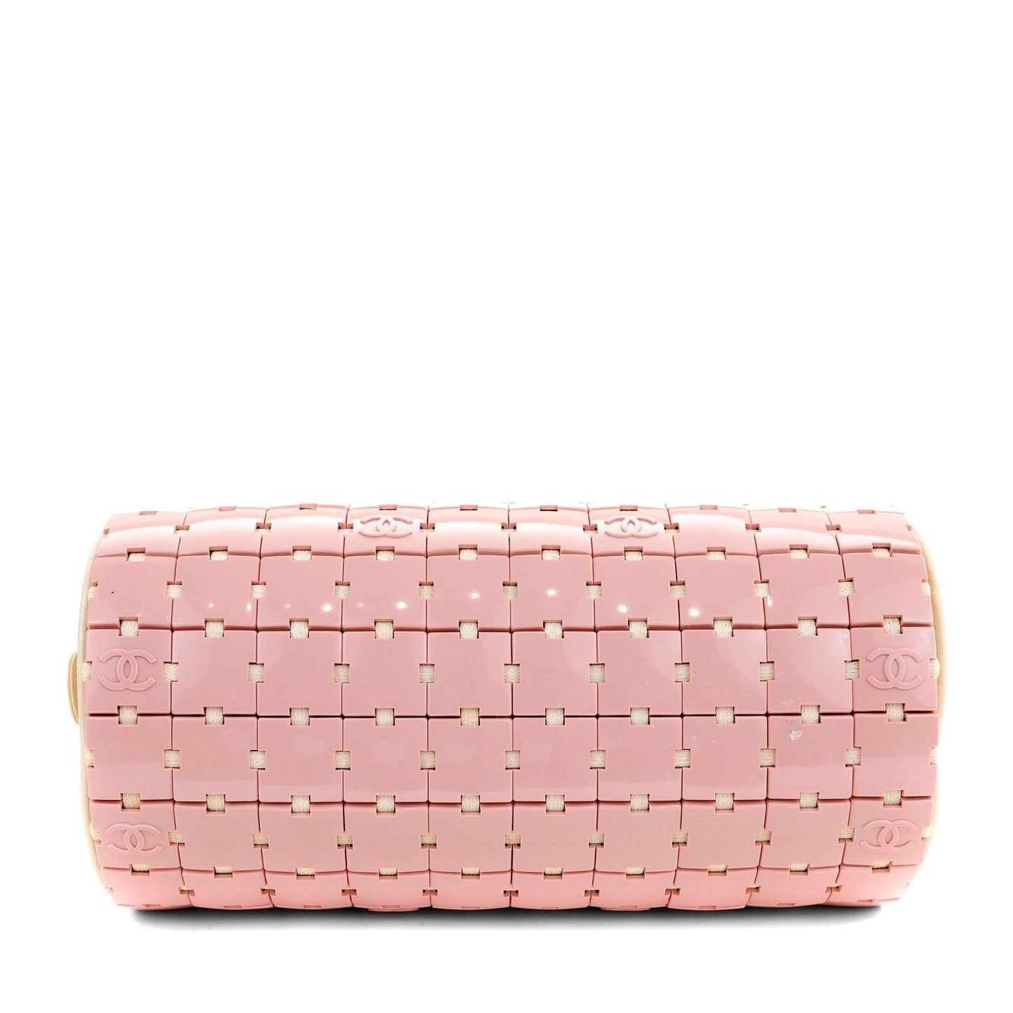 Chanel Pink and Beige Lucite Puzzle Mini Barrel Duffel Handbag RARE