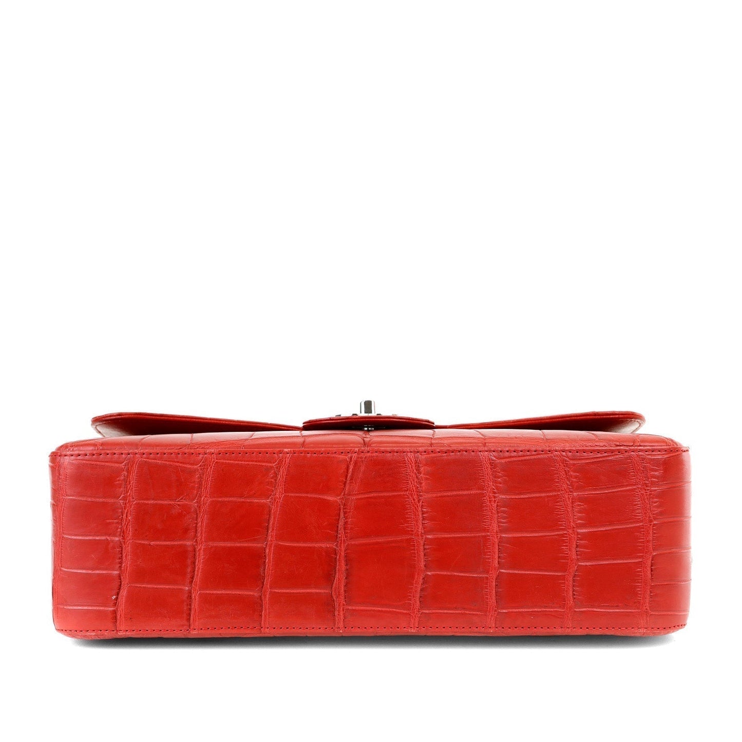 Chanel Red Crocodile Jumbo Classic with Silver Hardware