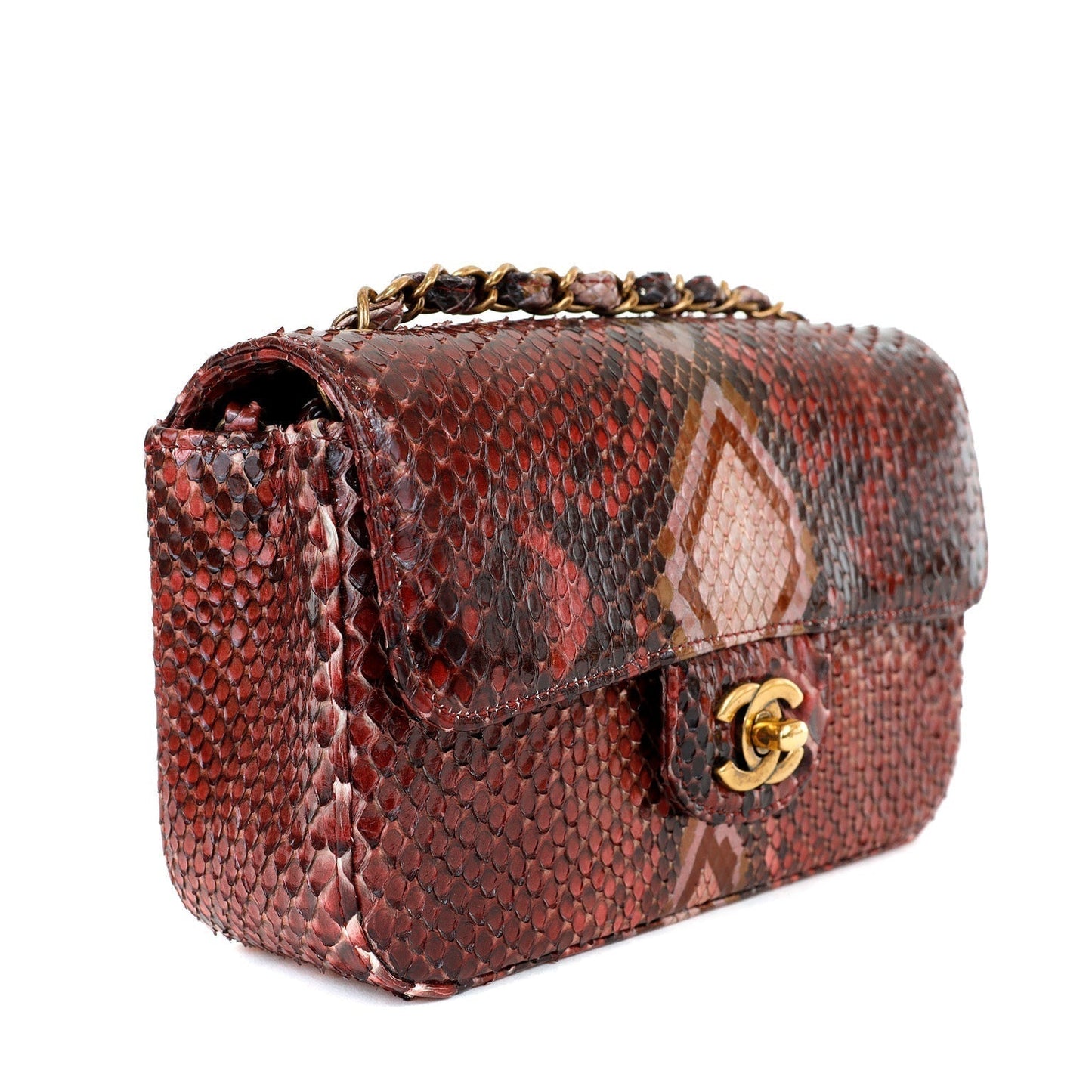 Chanel Burgundy Python Small Classic Flap
