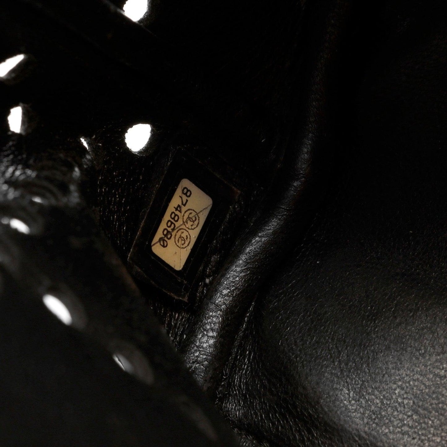 Chanel Black Patent Leather Perforated CC Tote