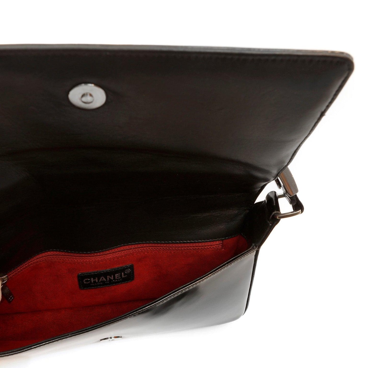 Chanel Black Patent Leather Chocolate Bar Quilted CC Shoulder Bag