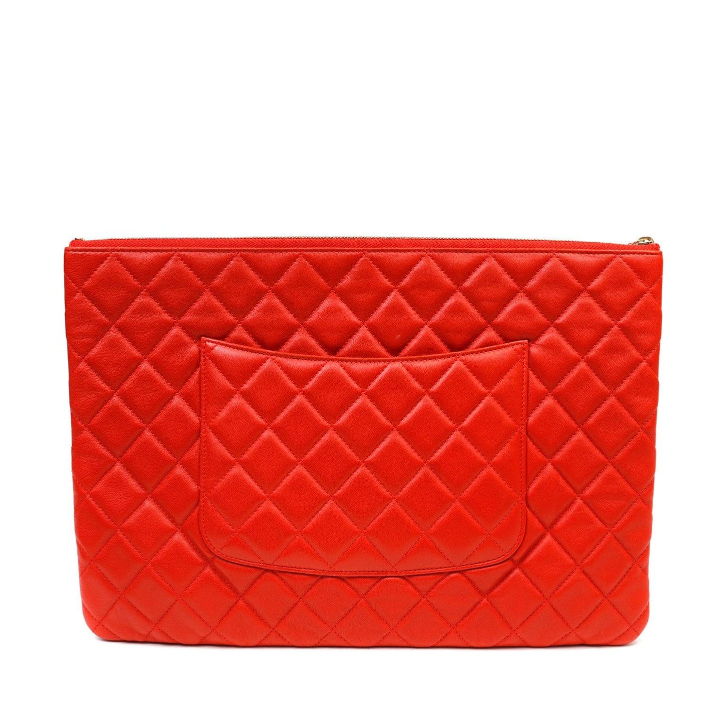 Chanel Red Quilted Lambskin Classic Large O Case