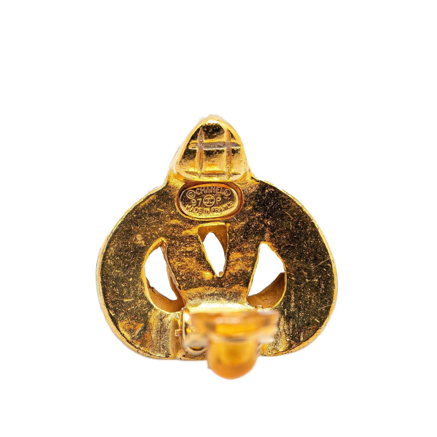 Gold Chanel Gold Plated CC Clip On Earrings