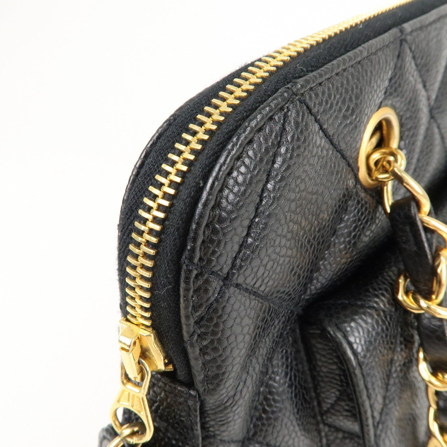 CHANEL Matelasse Caviar Skin Chain Tote Bag Shoulder Bag Black