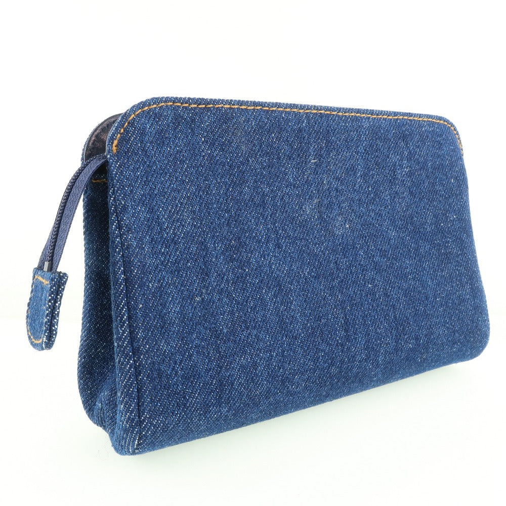 Chanel CC Denim Cosmetic Pouch Denim Vanity Bag in New Condition