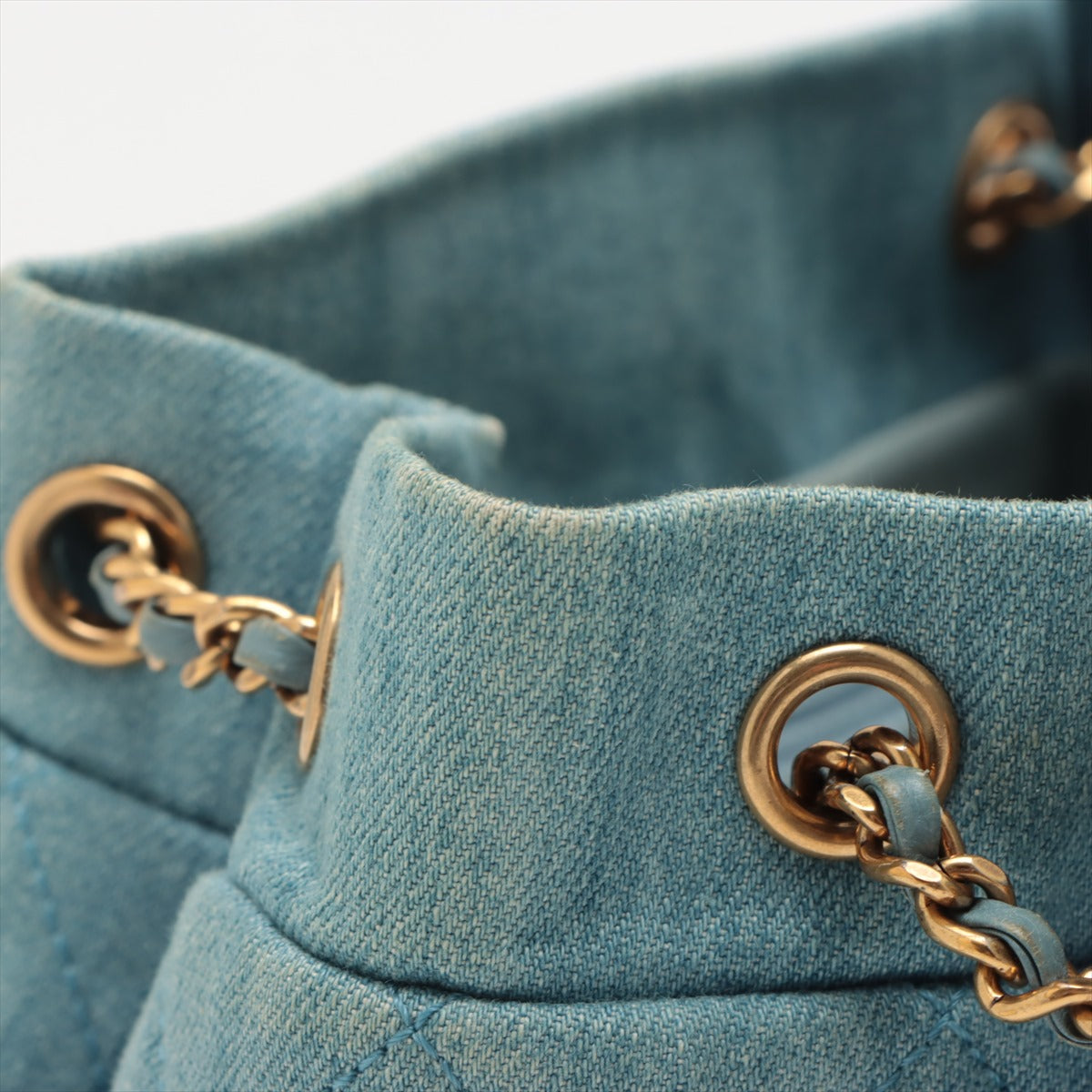 Chanel Matelasse Light Blue Denim Drawstring Bag