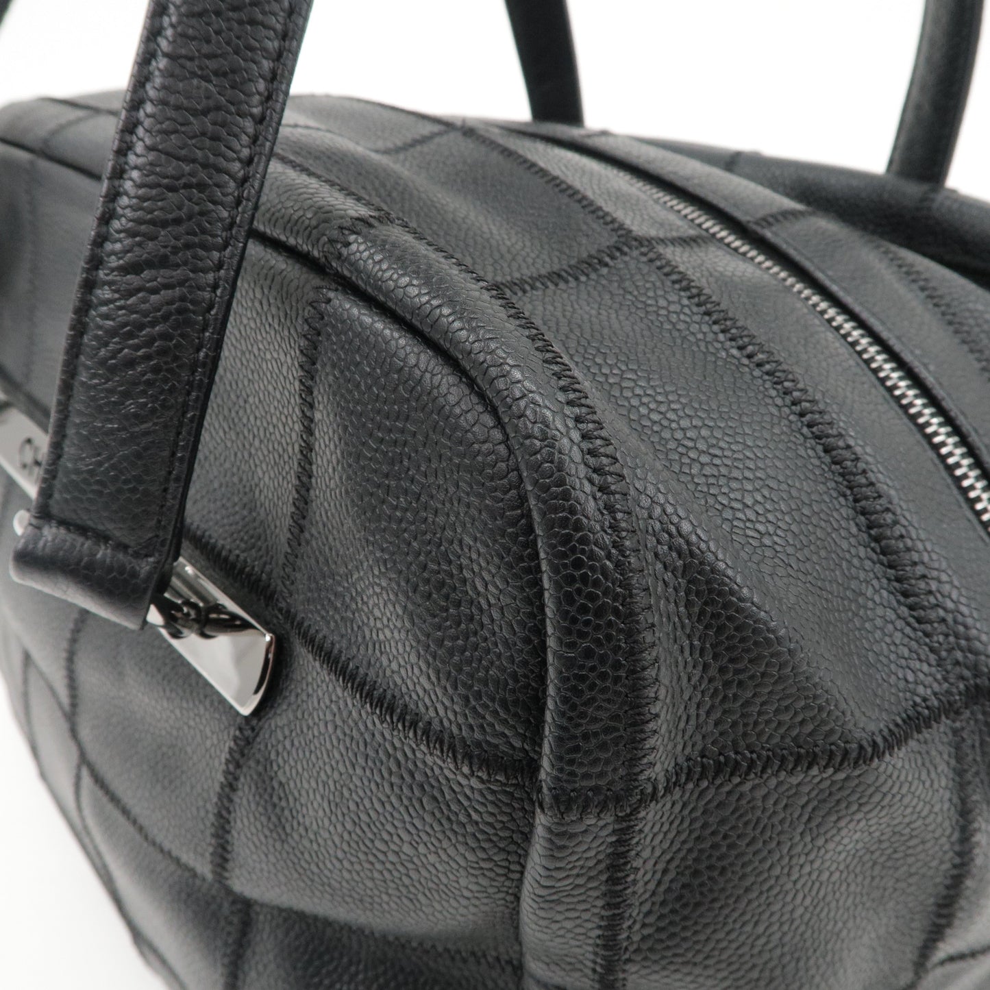 CHANEL Chocobar Caviar Skin Boston Bag Shoulder Bag Black