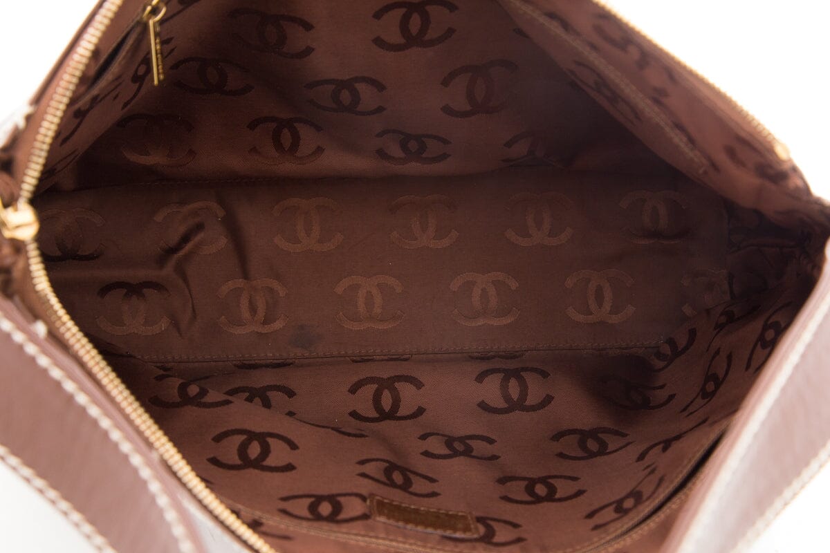 Chanel Brown Surpique Hobo Handbag