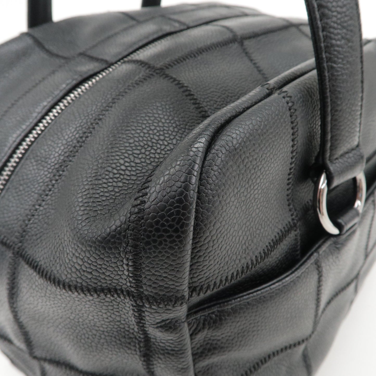 CHANEL Chocobar Caviar Skin Boston Bag Shoulder Bag Black