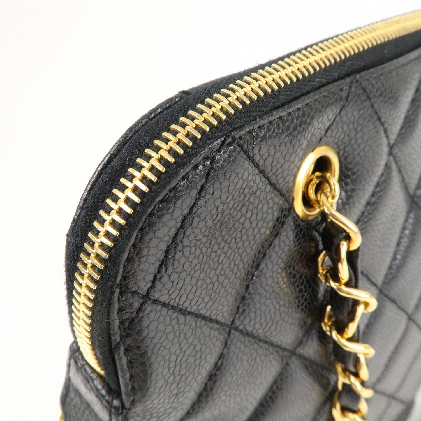 CHANEL Matelasse Caviar Skin Chain Tote Bag Shoulder Bag Black