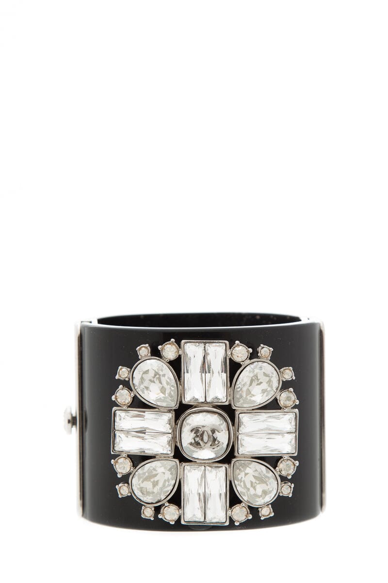 Chanel Black Silver Cuff Bracelet