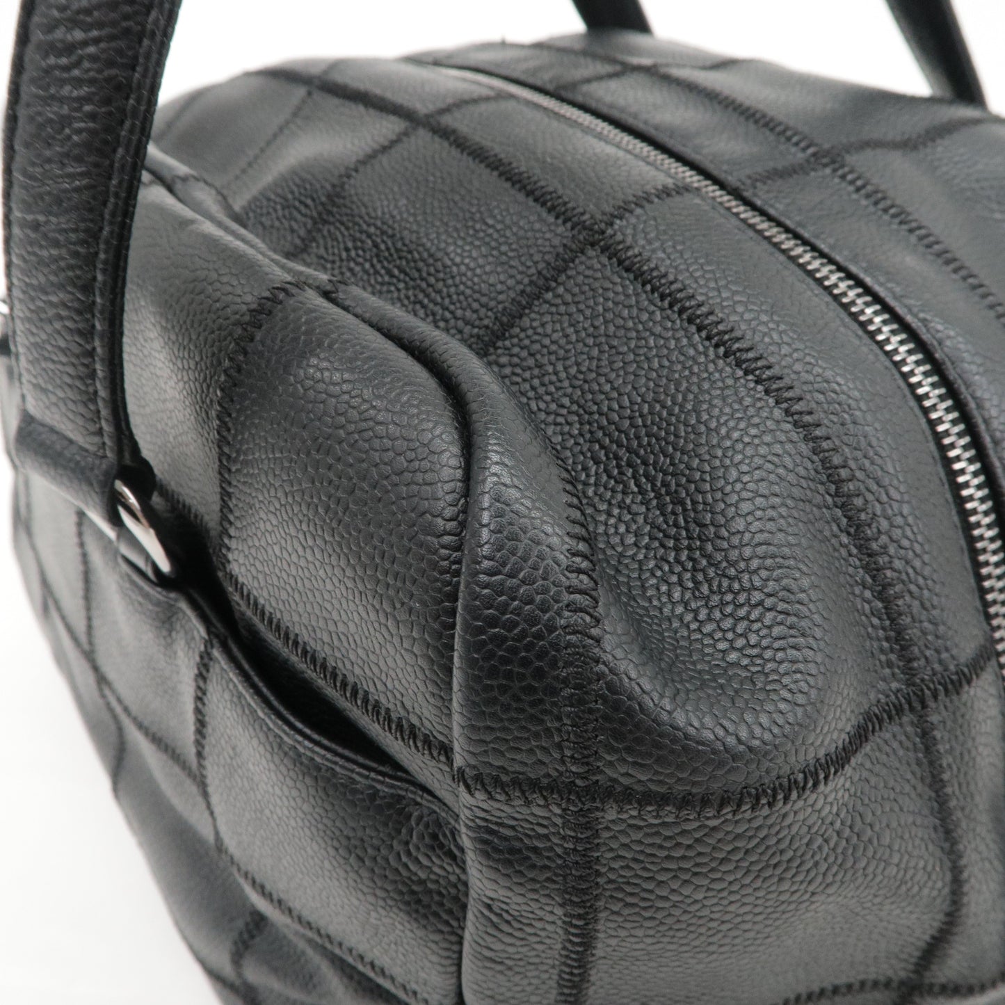 CHANEL Chocobar Caviar Skin Boston Bag Shoulder Bag Black